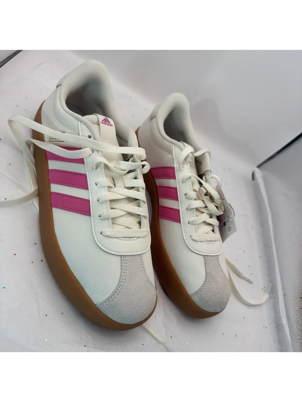 adidas VL Court 3.0 Women Size 11  JP5347 Pink White Gum New Box Damaged